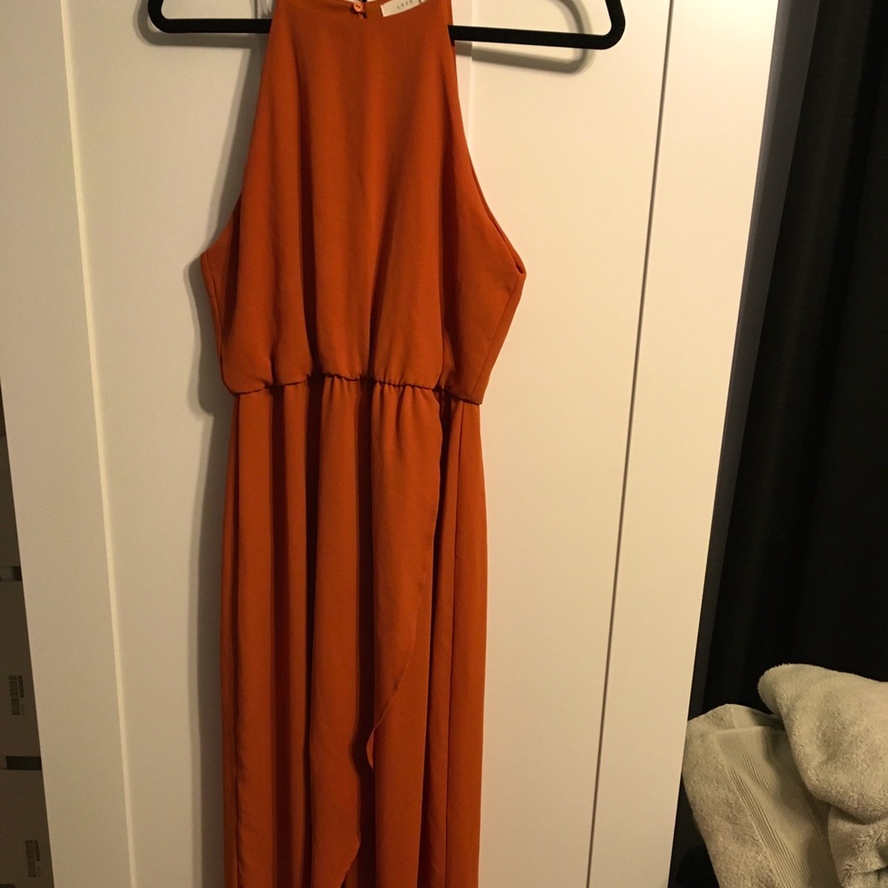 Orange high low dress
